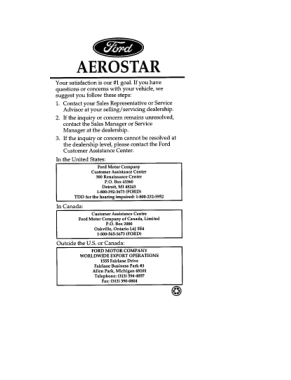 1997 Ford Aerostar Owner Manual